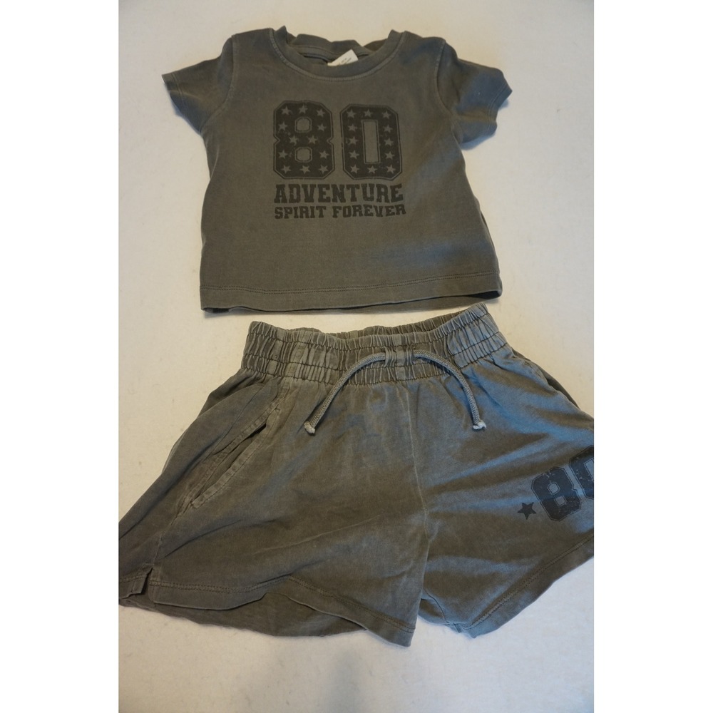 Zara Kids Gray 80 Adventure Spirit Forever T-Shirt and Shorts Set Size 6-7 122cm